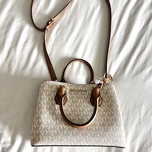 Michael Kors Camille Small Logo and Leather Satchel